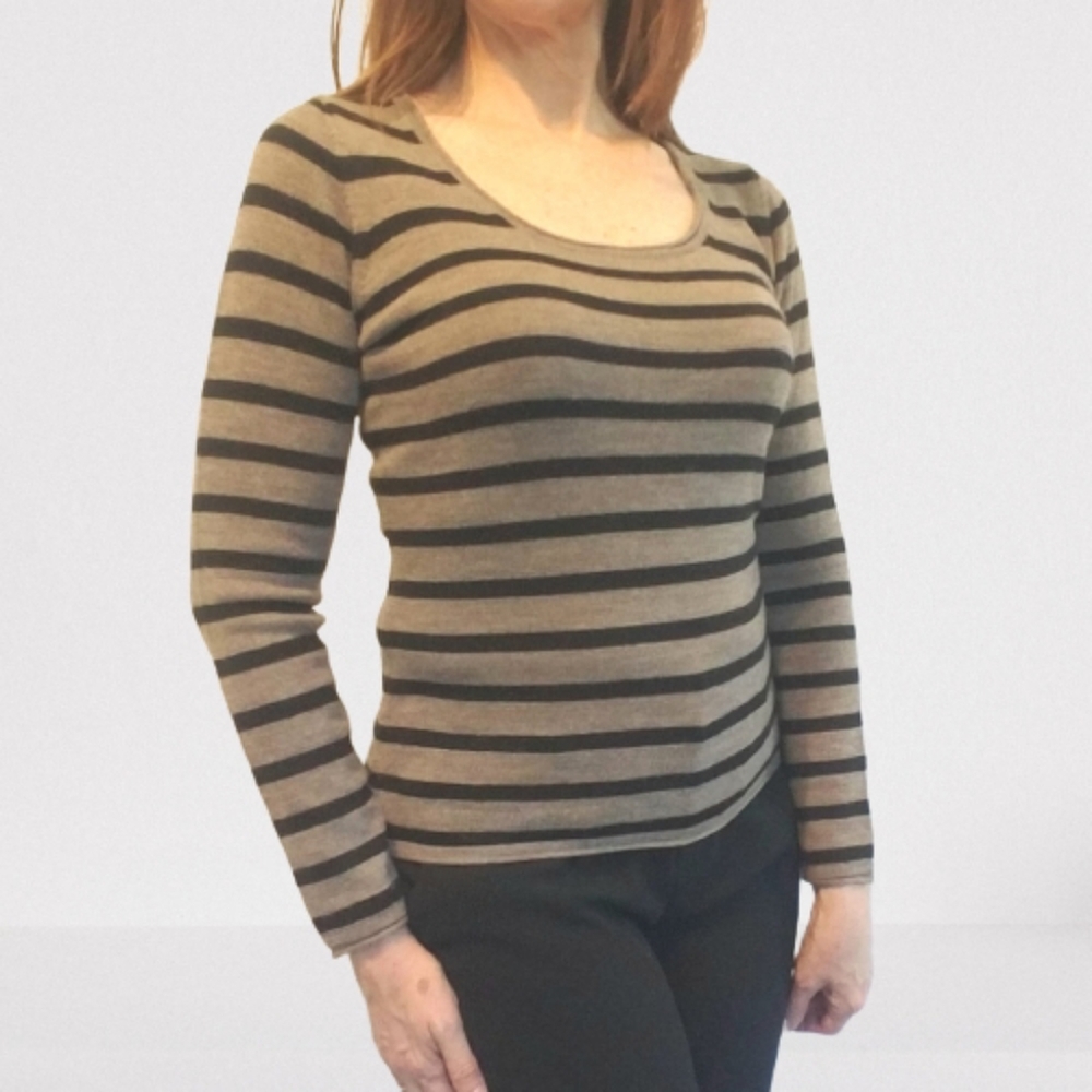 Brunella Gori Italian Wool Striped Sweater - Picture 3 of 9